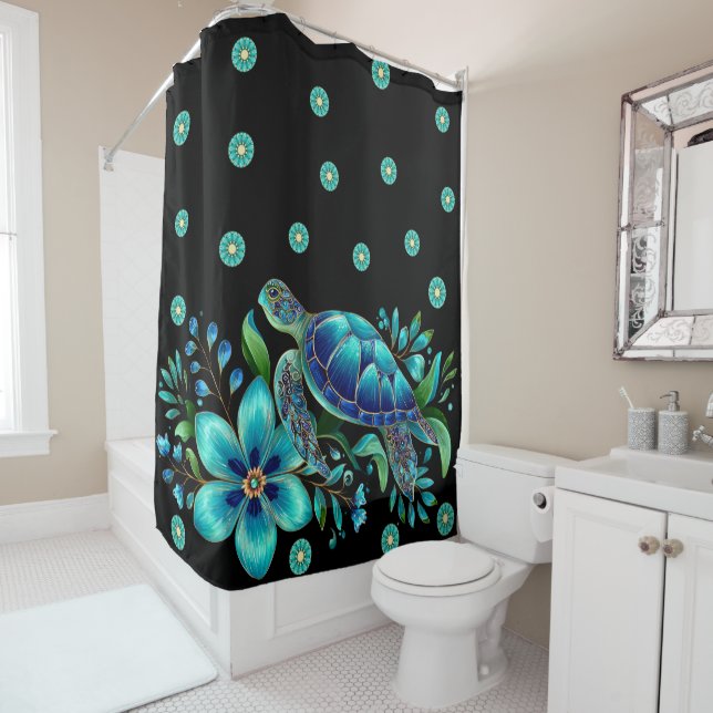 Sea turtle shower curtain (In Situ)
