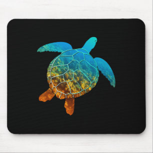 Sea Turtle Silhouette Earth Day And Ocean Week Lon Mouse Pad