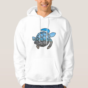 Sea turtle silhouette on summer blue beach waves hoodie