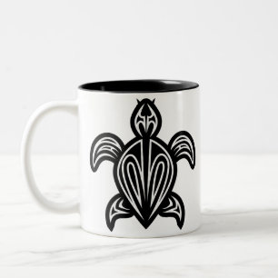 Sea turtle silhouette Two-Tone Coffee Mug