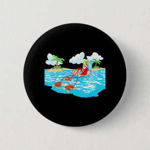Sea Turtle Sleigh Santa Beach Surfboard Christmas 6 Cm Round Badge