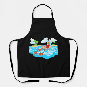 Sea Turtle Sleigh Santa Beach Surfboard Christmas Apron