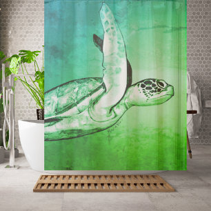 Sea Turtle Spirit Animal Original Art Shower Curtain