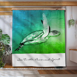 Sea Turtle Spirit Animal Original Art Shower Curtain