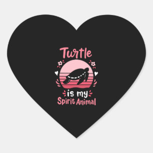Sea Turtle Spirit Animal Retro Heart Sticker