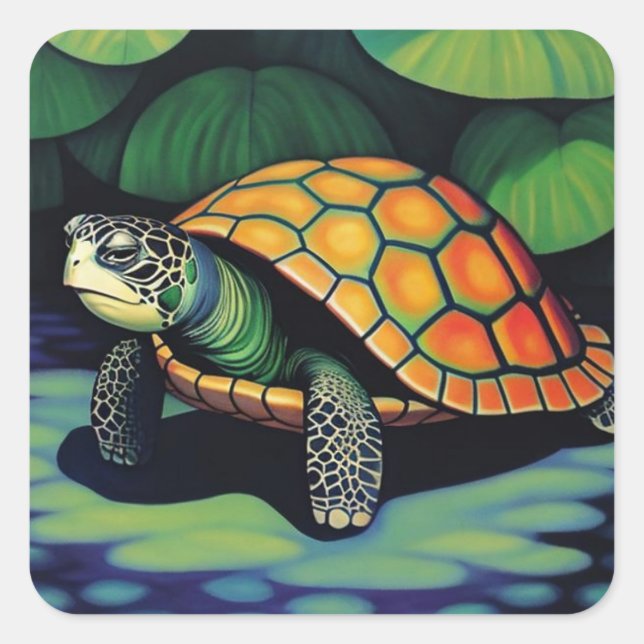 Sea Turtle Square Sticker (Front)