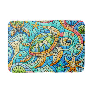 Sea Turtle Stained Glass  Bath Mat