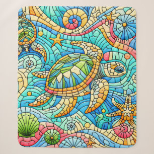 Sea Turtle Stained Glass Sherpa Blanket