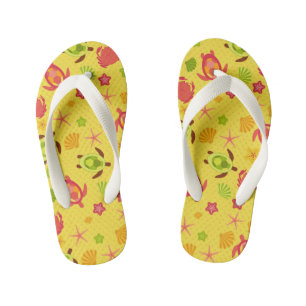 Sea Turtle Star Fish Shell Fish Ocean Beach Kid's Jandals