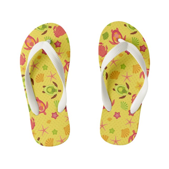 Sea Turtle Star Fish Shell Fish Ocean Beach Kid's Jandals (Footbed)