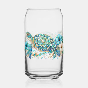 Sea Turtle Summer Can Glass