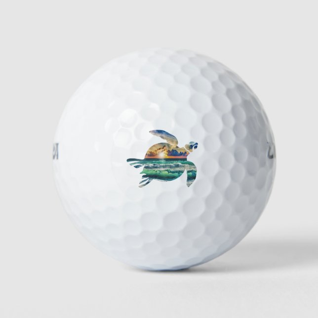 Sea Turtle Sunset Beach Golf Balls (Front)