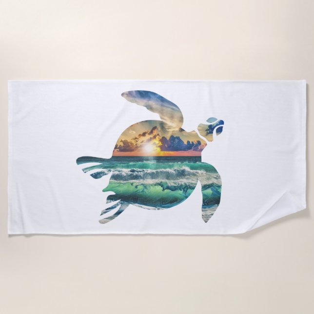 Sea Turtle Sunset Beach Towel (Front)