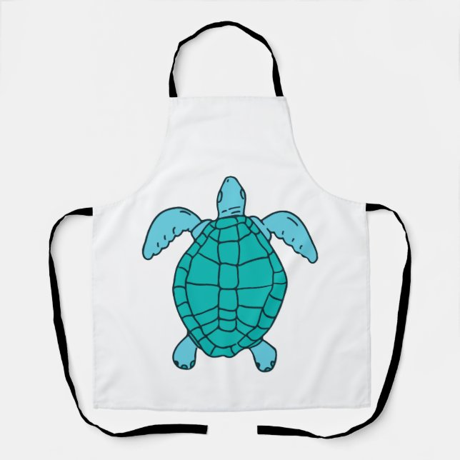 Sea Turtle Swimming Drawing Apron (Front)