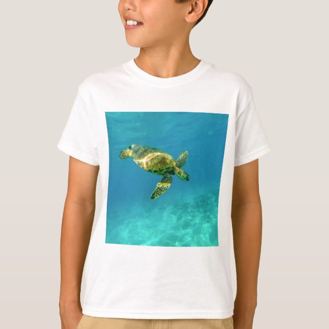 Sea Turtle swimming in turquoise ocean water T-Shirt (Front)