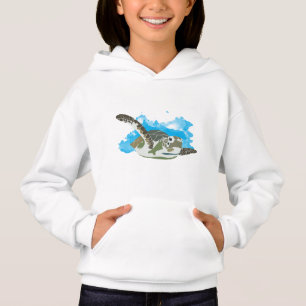 Sea Turtle Swimming in Watercolor Design