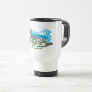Sea Turtle Swimming in Watercolor Design Travel Mug
