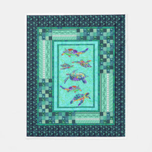 Sea Turtle Swimming Quilt Blanket Great Customized