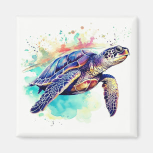 Sea Turtle Swimming watercolor painting Magnet