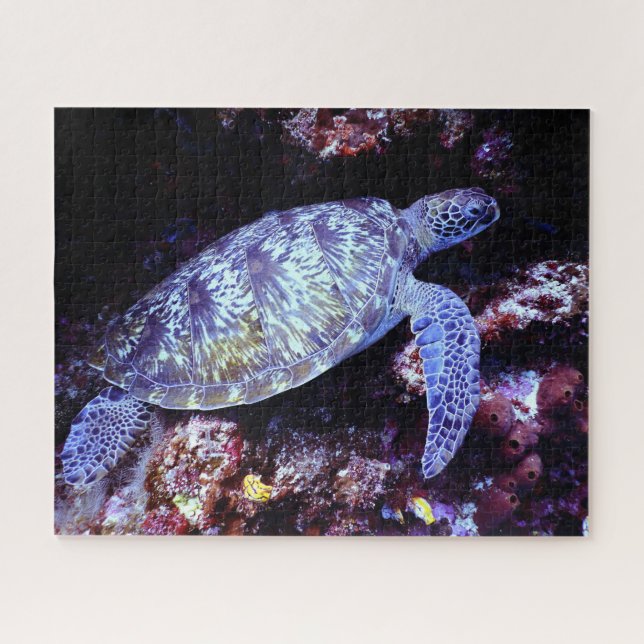 Sea Turtle Swimming with Live Coral Jigsaw Puzzle (Horizontal)