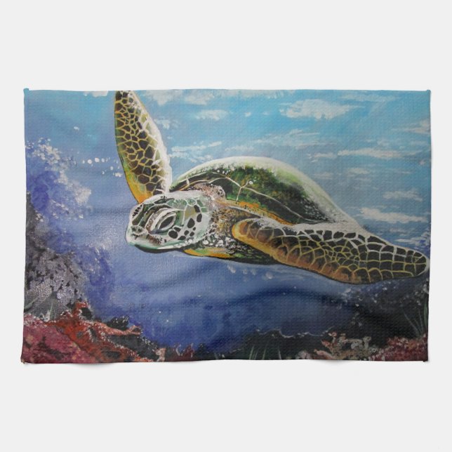 Sea Turtle Tea Towel (Horizontal)