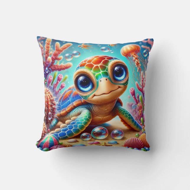 Sea Turtle Throw Pillow (Front)