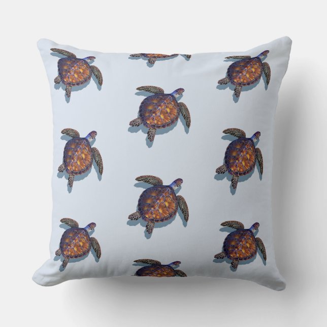 Sea turtle throw pillow reversible  (Front)