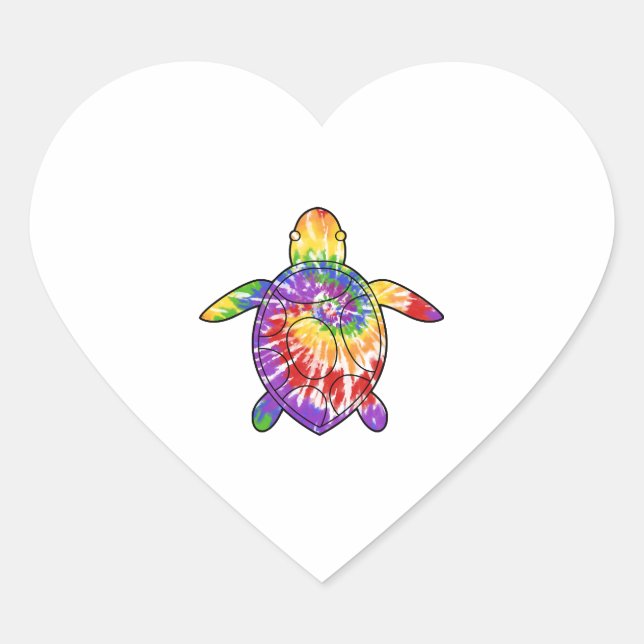Sea Turtle tie dye Heart Sticker (Front)