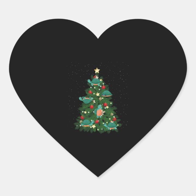 Sea Turtle Tortoise Christmas Tree  Heart Sticker (Front)