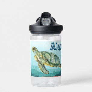 Sea Turtle Tortoise Custom Name Water Bottle