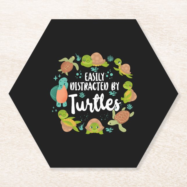 Sea Turtle Tortoise Easily     Paper Coaster (Front)