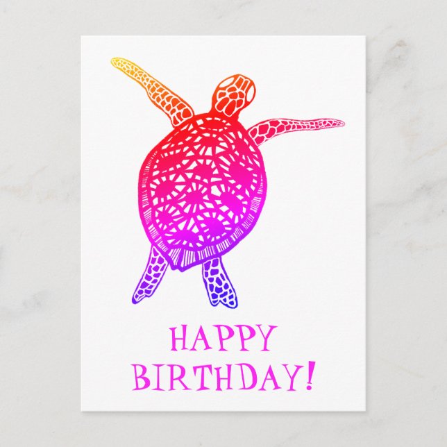 Sea Turtle Tortoise HAPPY BIRTHDAY! Postcard (Front)