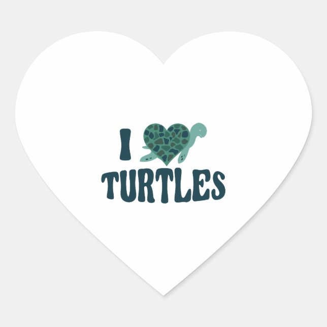 Sea Turtle Tortoise Heart I Love Sticker (Front)
