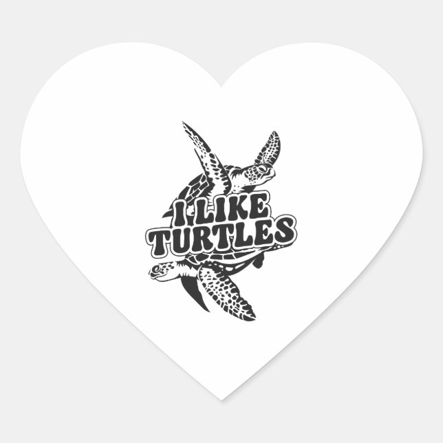 Sea Turtle Tortoise I Like Turtles Heart Sticker (Front)