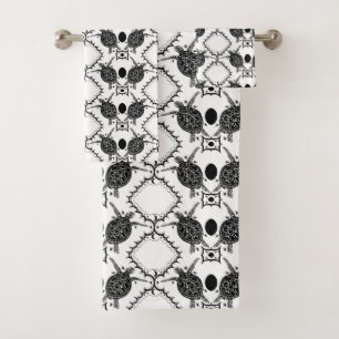 Sea Turtle Tortoise Moons Pattern  Bath Towel Set