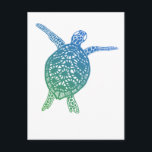 Sea Turtle Tortoise Protect the Planet Green Blue Postcard<br><div class="desc">Check out this lovely art,  hand made by me for you! Feel free to add your own text or change the colours. Visit my shop for more!
If you'd like something custom please get in touch,  my contact info is in my shop page.</div>