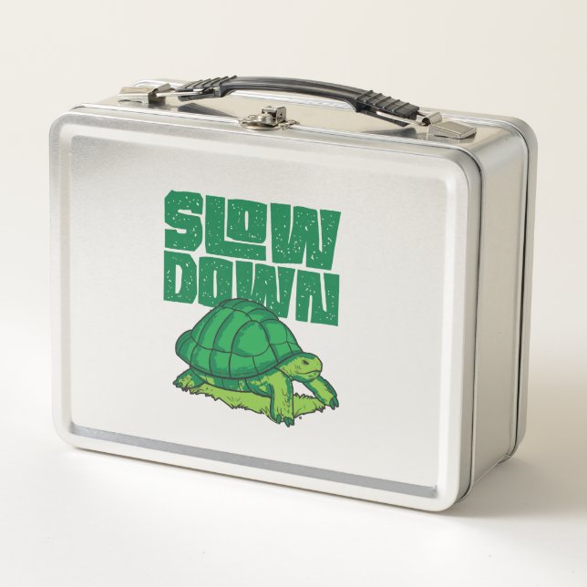 Sea Turtle Tortoise Slow Down Copy Metal Lunch Box (Front)