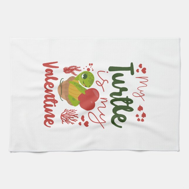 Sea Turtle Tortoise Valentines Day Copy Copy Copy Tea Towel (Horizontal)
