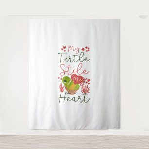 Sea Turtle Tortoise Valentines Day Tapestry