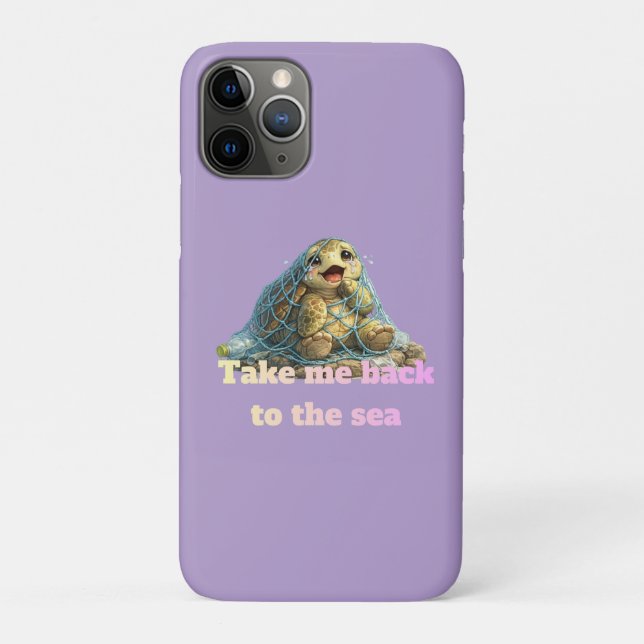 Sea Turtle Trapped in Fishing Net & Plastic Pollut Case-Mate iPhone Case (Back)
