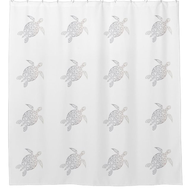 Sea Turtle Tribal  Pattern Beige White Shower Curtain (Front)