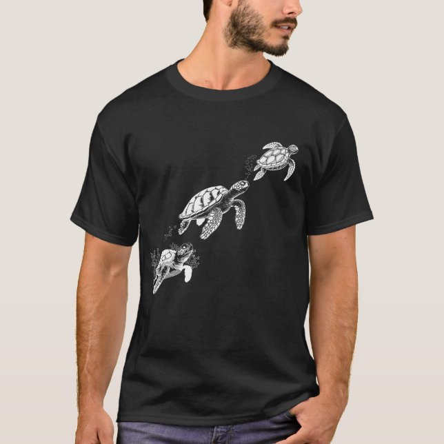 Sea Turtle Trio T-Shirt – Retro Ocean Nature Tee (Front)