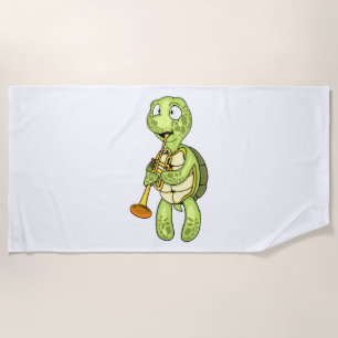 Sea Turtle Trumpet Player Kids Music Orchestra Beach Towel
