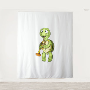 Sea Turtle Trumpet Player Kids Music Orchestra Tapestry