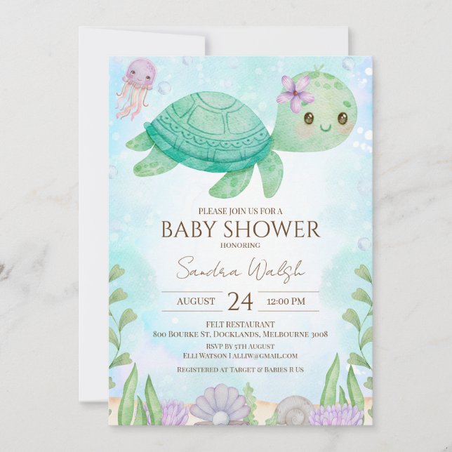 Sea Turtle Under Sea Baby Shower Invitation (Front)