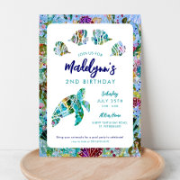 Sea Turtle Under the Sea Birthday Invitation