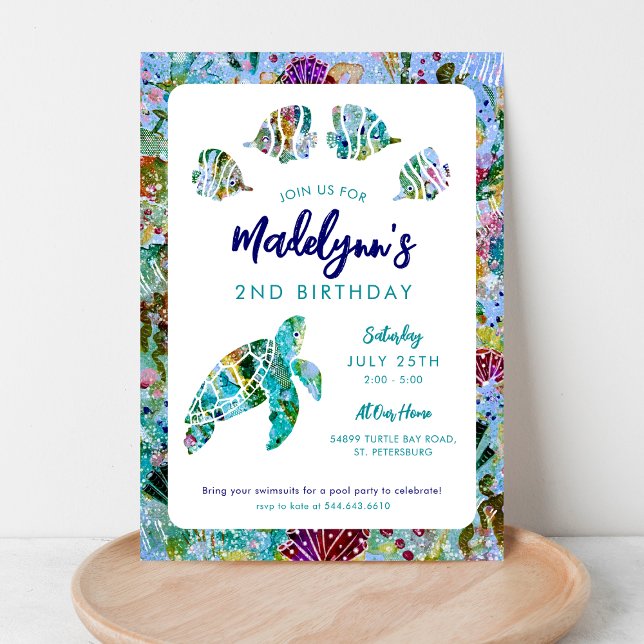 Sea Turtle Under the Sea Birthday Invitation (Creator Uploaded)