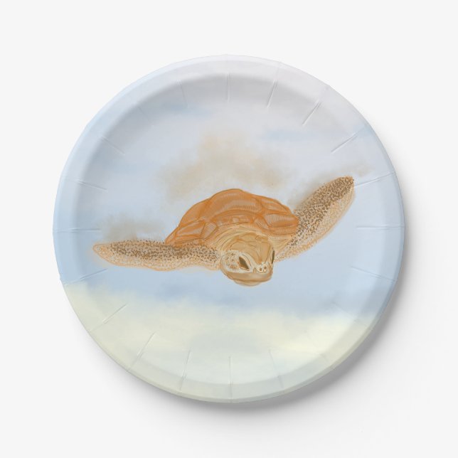 Sea Turtle under Water.  Paper Plate (Front)