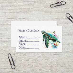 Sea turtle underwater watercolor Style Business Card
