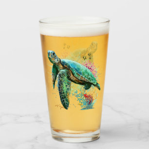Sea turtle underwater watercolor Style Glass